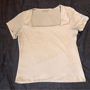 Gaze Cream Short Sleeve Square Neck Top